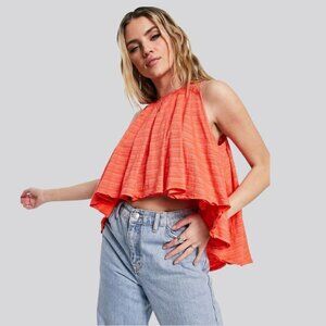 NWT Free People Terra Cotta Colored 'Turn It Up' Swing Knit High Low Crop Top